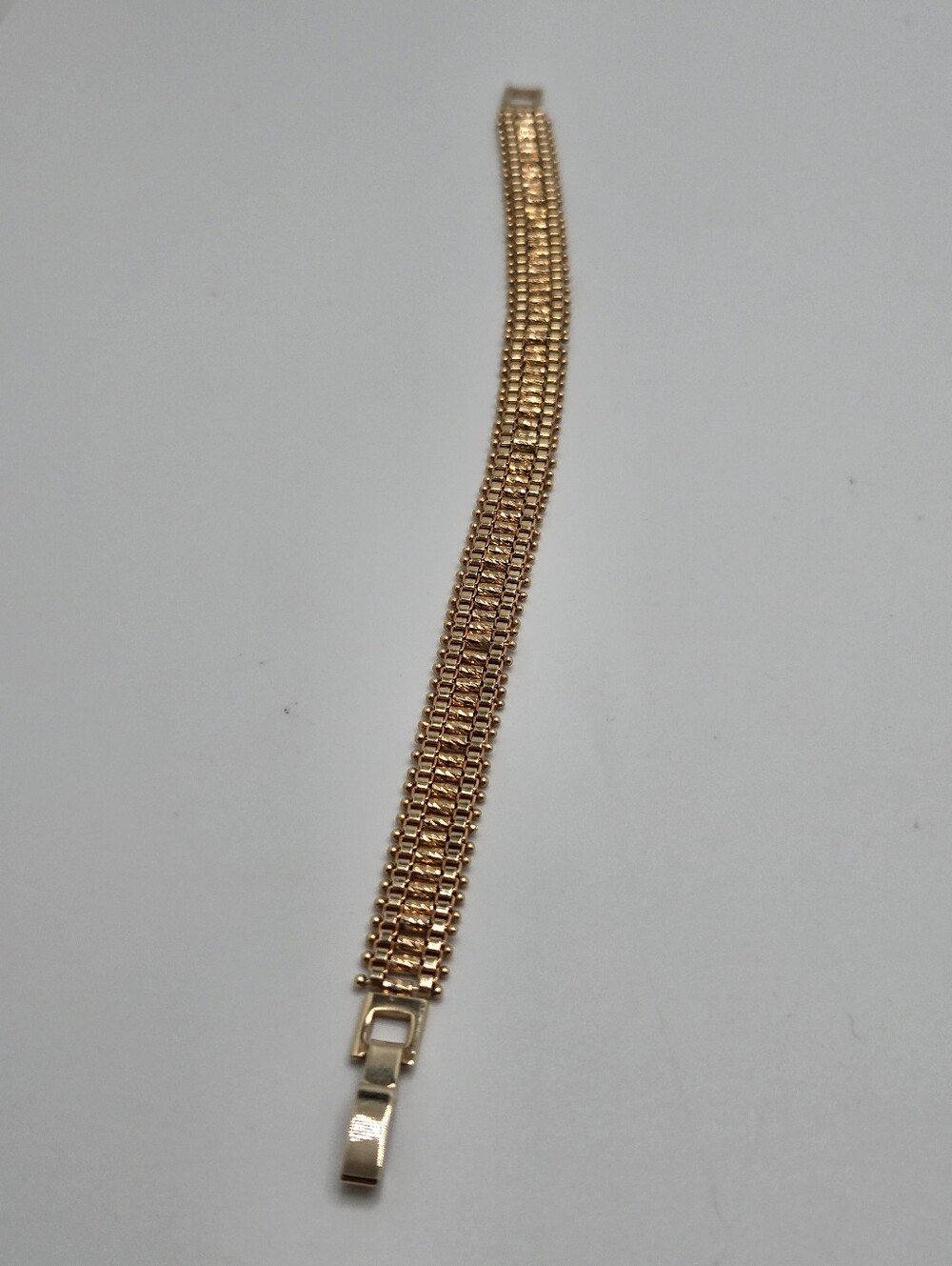 Vintage 1980s Gold Tone Bar Link Chain Bracelet 7.5" - Picture 3 of 10
